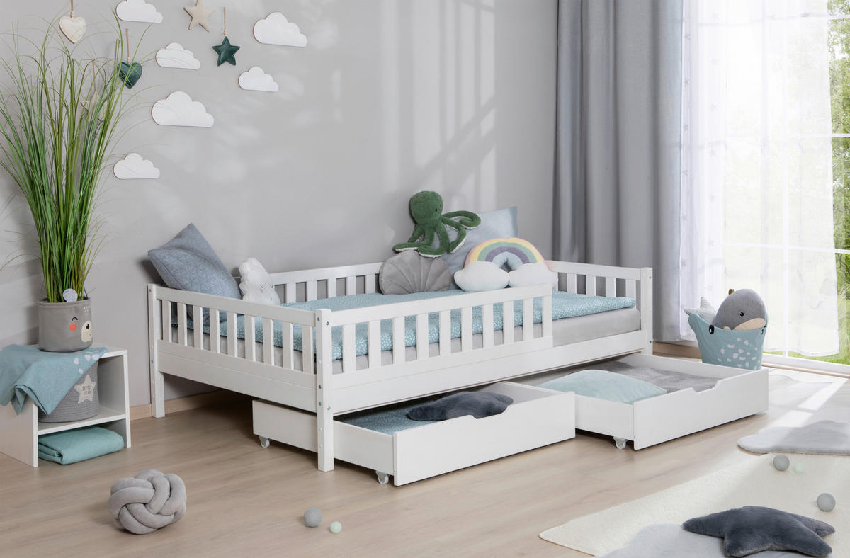 HAUSBETT 140/200 cm Weiss  - Weiss/Naturfarben, Modern, Holz (140/200cm) - MID.YOU