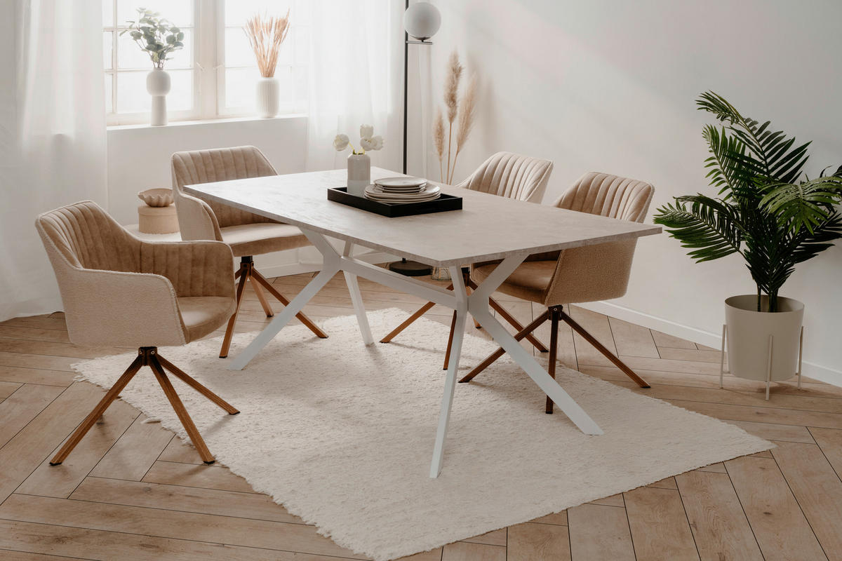 ESSTISCH in Holzwerkstoff 180/90/75 cm   - Sandfarben/Weiss, Basics, Holzwerkstoff/Metall (180/90/75cm) - MID.YOU