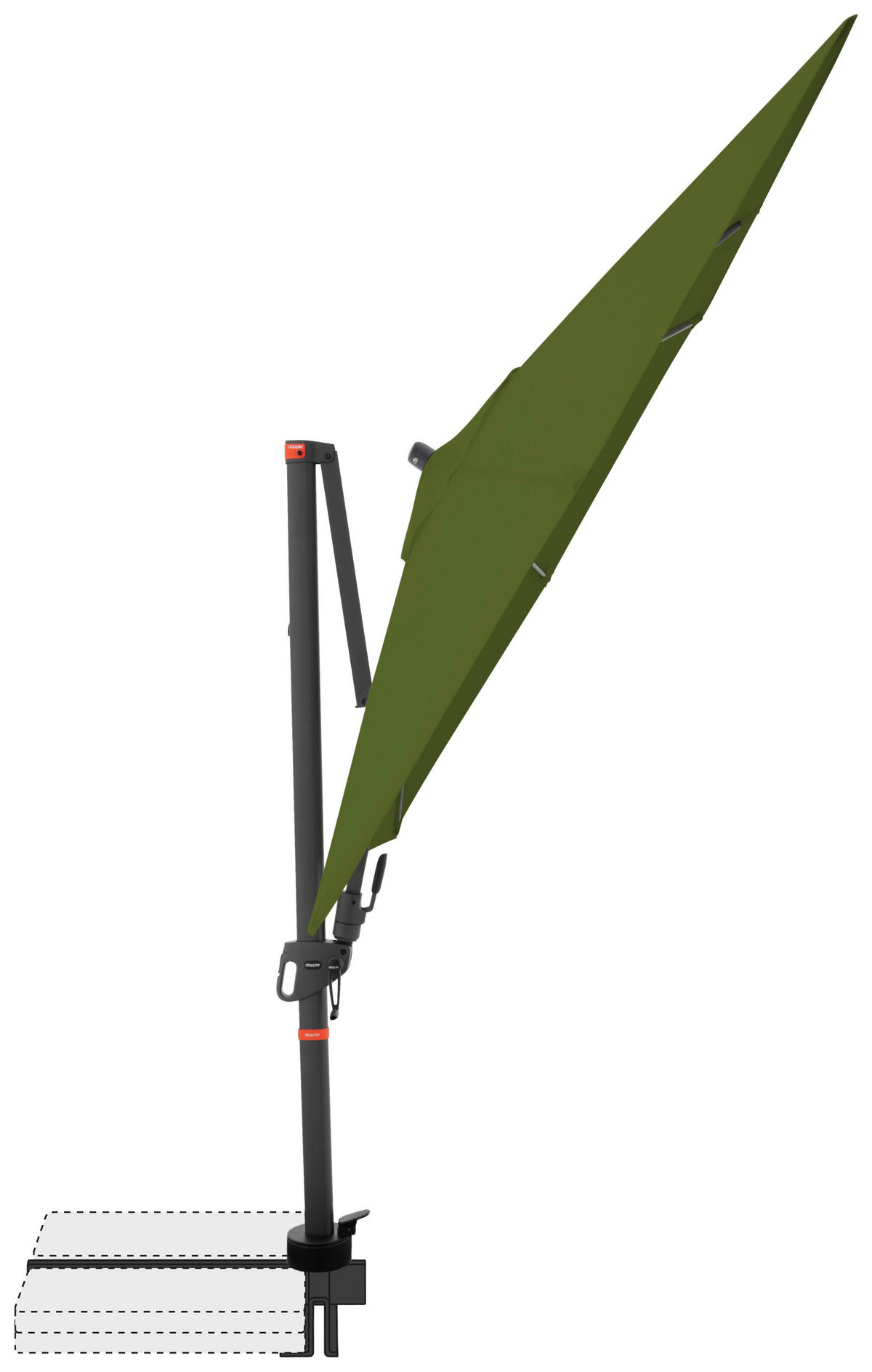 AMPELSCHIRM 210x210 cm  - Anthrazit/Grün, Basics, Textil/Metall (210/210cm) - Doppler