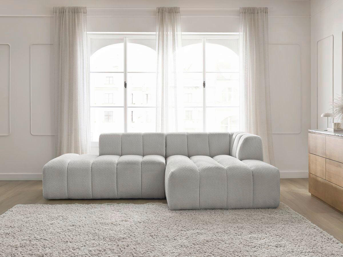 ECKSOFA  ANNECY Hellgrau Bouclé  - Hellgrau/Schwarz, MODERN, Kunststoff/Textil (262/170cm)