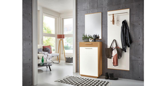 SCHUHSCHRANK 60/103/37 cm - Eichefarben/Weiß, Design, Holz/Holzwerkstoff (60/103/37cm) - Novel