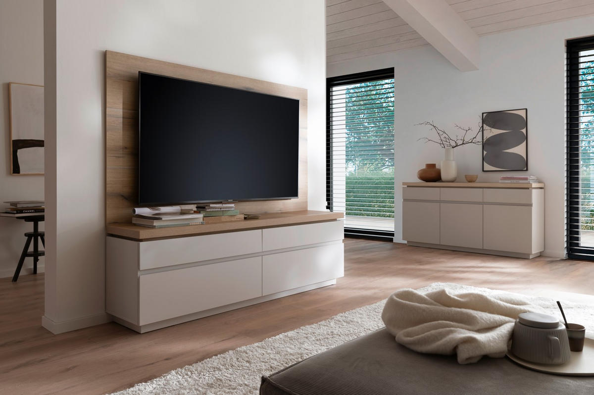 WANDPANEEL 180/106/2 cm  - Kaschmir/Eichefarben, Design, Holzwerkstoff (180/106/2cm) - Livetastic