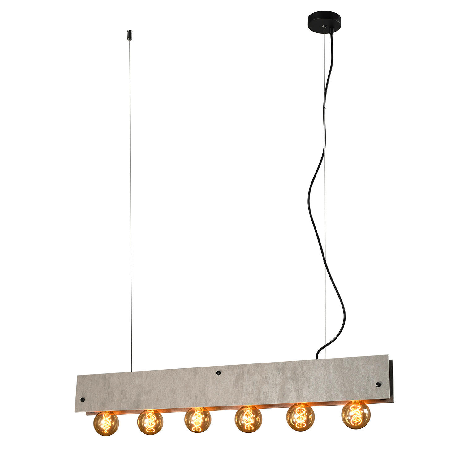 HÄNGELEUCHTE 100/9/150 cm   - Schwarz/Grau, Natur, Metall (100/9/150cm)