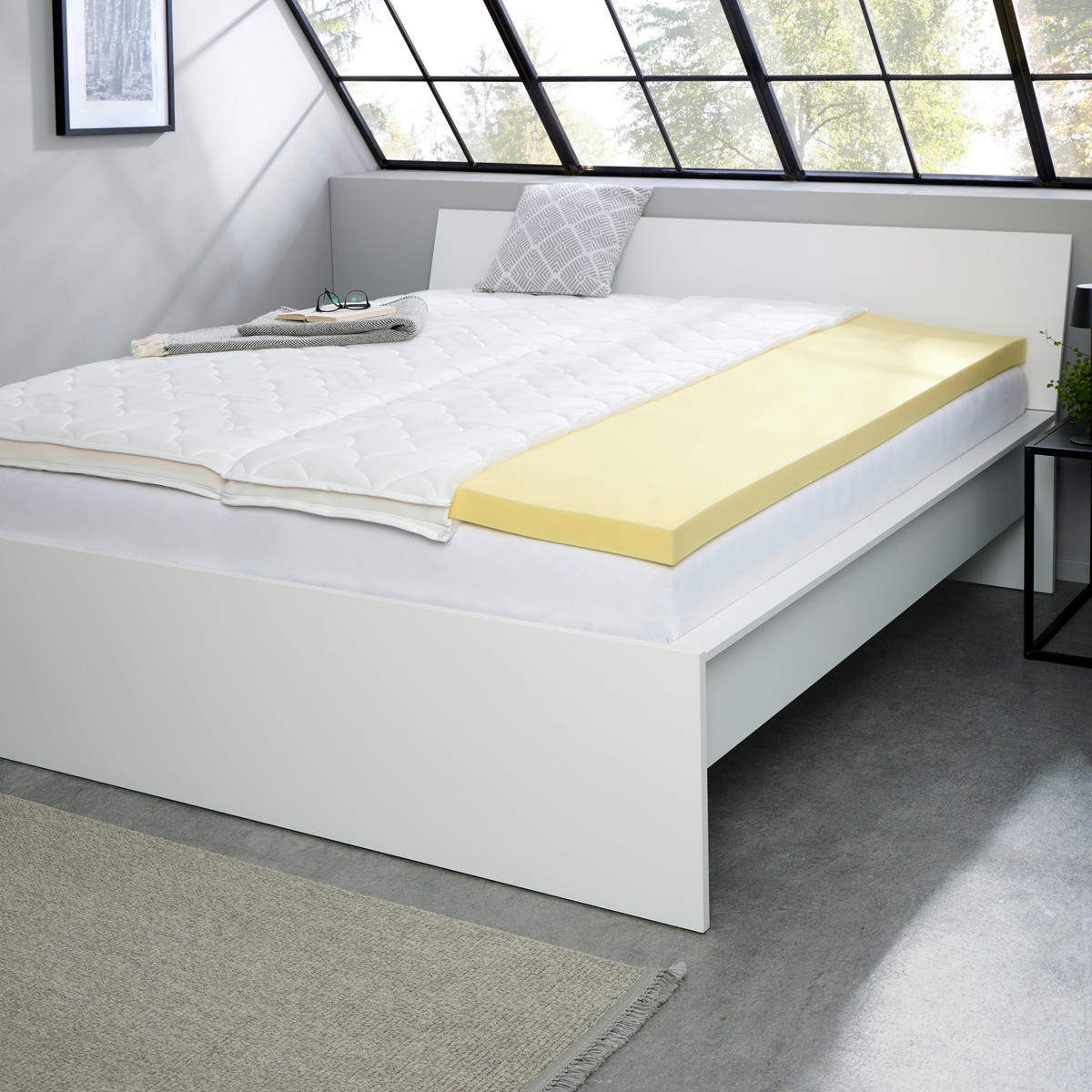 Topper Visco Pur 180/200 cm Höhe ca. 8 cm  - Weiß, Textil (180/200cm) - Primatex Deluxe
