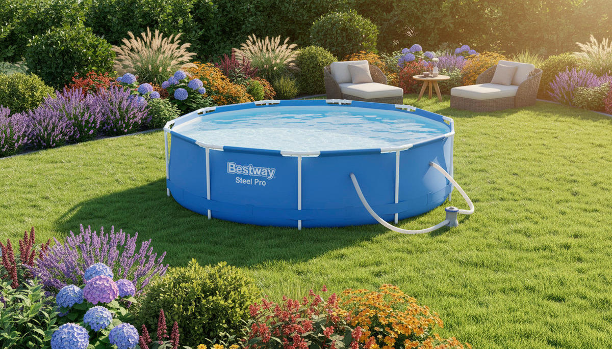 POOL 56679GS 305/76 cm  - Blau/Weiß, KONVENTIONELL, Kunststoff/Metall (305/76cm) - Bestway