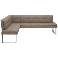 ECKBANK 174/213 cm Mikrofaser Taupe, Chromfarben Metall   - Taupe/Chromfarben, Design, Textil/Metall (174/213cm) - Novel