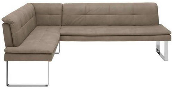 ECKBANK 174/213 cm  in Taupe, Chromfarben  - Taupe/Chromfarben, Design, Textil/Metall (174/213cm) - Novel