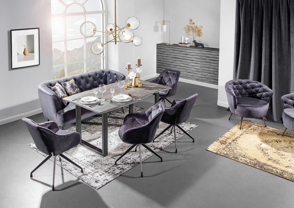 ESSTISCH in Holz 160/90/76 cm  - Schwarz/Grau, ROMANTIK / LANDHAUS, Holz/Metall (160/90/76cm) - Landscape