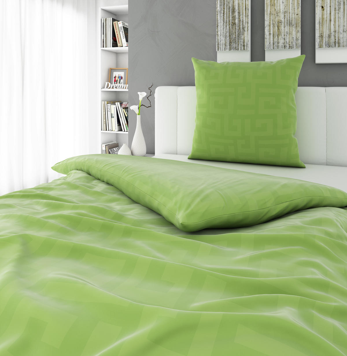 WENDEBETTWÄSCHE Mila Satin 135/200 cm  - Grün, Basics, Textil (135/200cm) - Bio:Vio