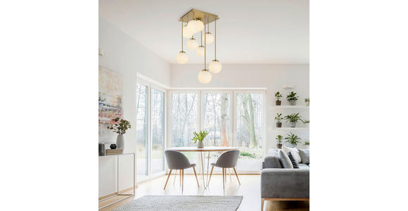 HÄNGELEUCHTE 31/31/55,5 cm  - Goldfarben/Weiß, Trend, Glas/Metall (31/31/55,5cm) - Novel