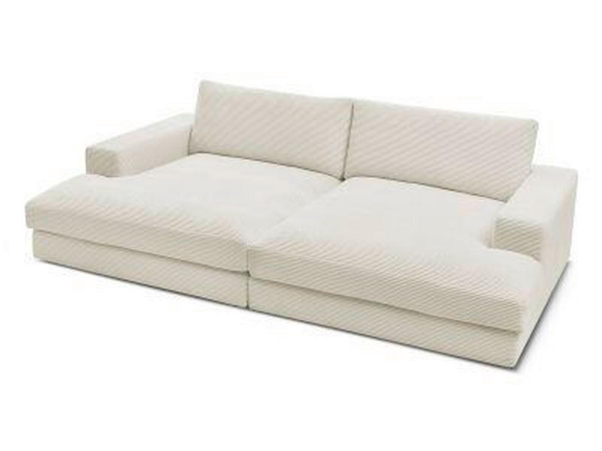 BIGSOFA LEONARD Cord Beige  - Beige/Schwarz, MODERN, Kunststoff/Textil (274/77/159cm)