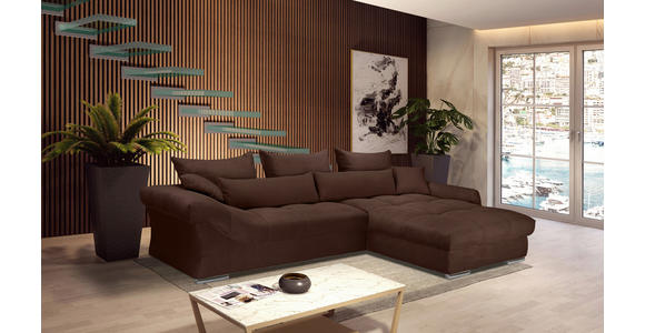 ECKSOFA Dunkelbraun Cord  - Chromfarben/Dunkelbraun, KONVENTIONELL, Textil/Metall (335/225cm) - Carryhome