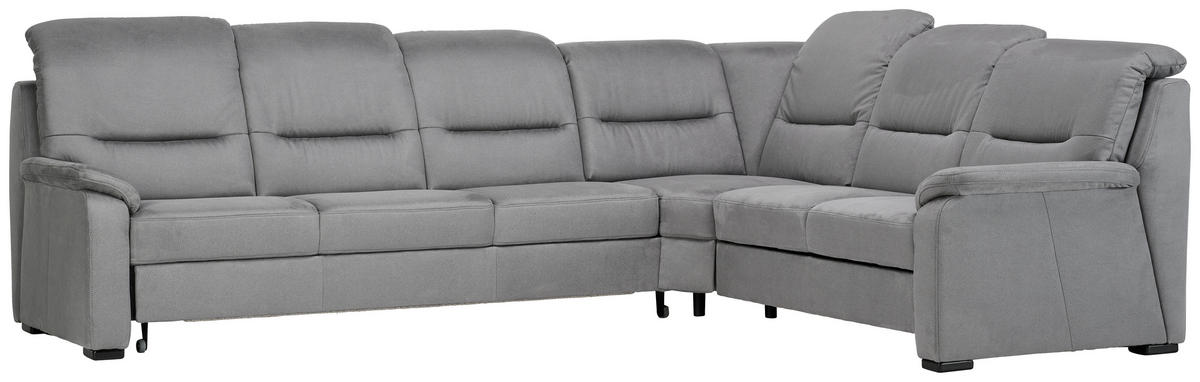 ECKSOFA in Mikrofaser Grau  303/245 cm  - Schwarz/Grau, KONVENTIONELL, Holz/Textil (303/245cm) - Beldomo Comfort