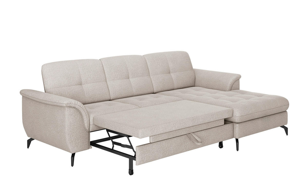 ECKSOFA in Flachgewebe Greige  - Greige/Schwarz, Modern, Textil/Metall (262/164cm) - Sit & More