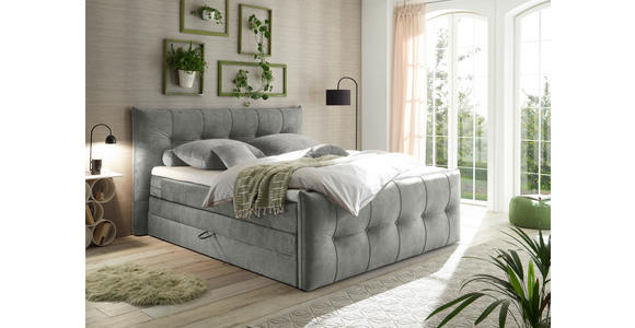 BOXSPRINGBETT 180/200 cm  in Grau  - Schwarz/Grau, KONVENTIONELL, Kunststoff/Textil (180/200cm) - Esposa