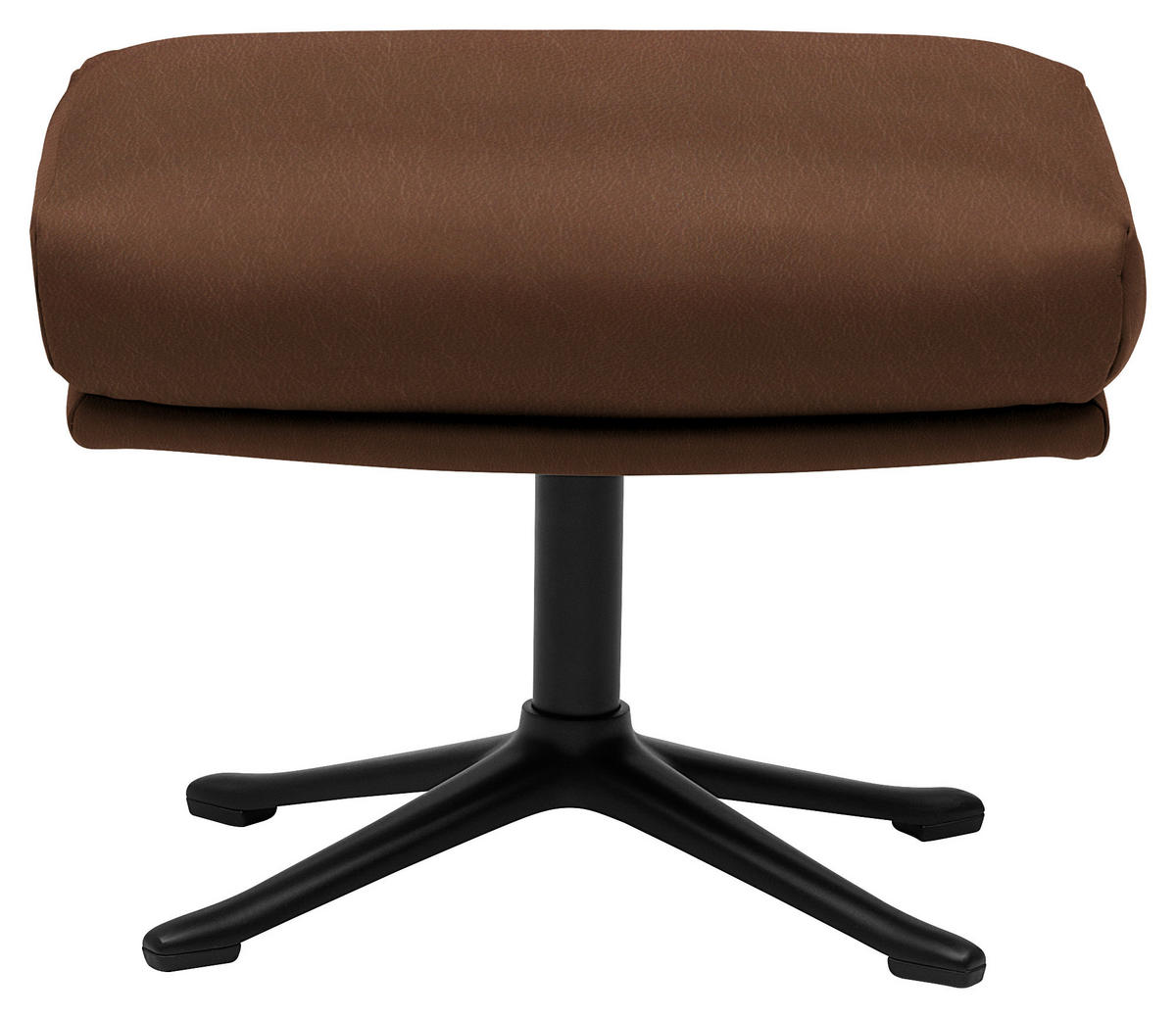 HOCKER in Leder Braun  - Schwarz/Braun, Design, Leder/Metall (54/41/41cm) - home24