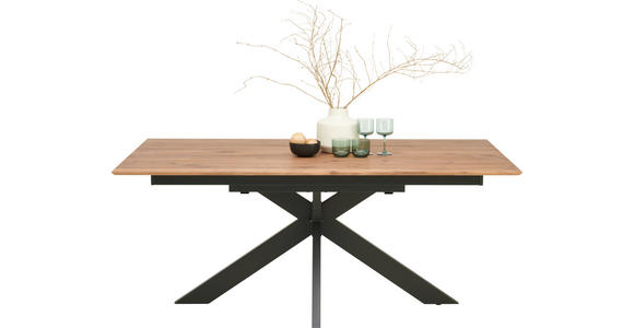 ESSTISCH in Holz, Metall 180-265/100/75 cm  - Nussbaumfarben/Schwarz, Natur, Holz/Metall (180-265/100/75cm) - Linea Natura