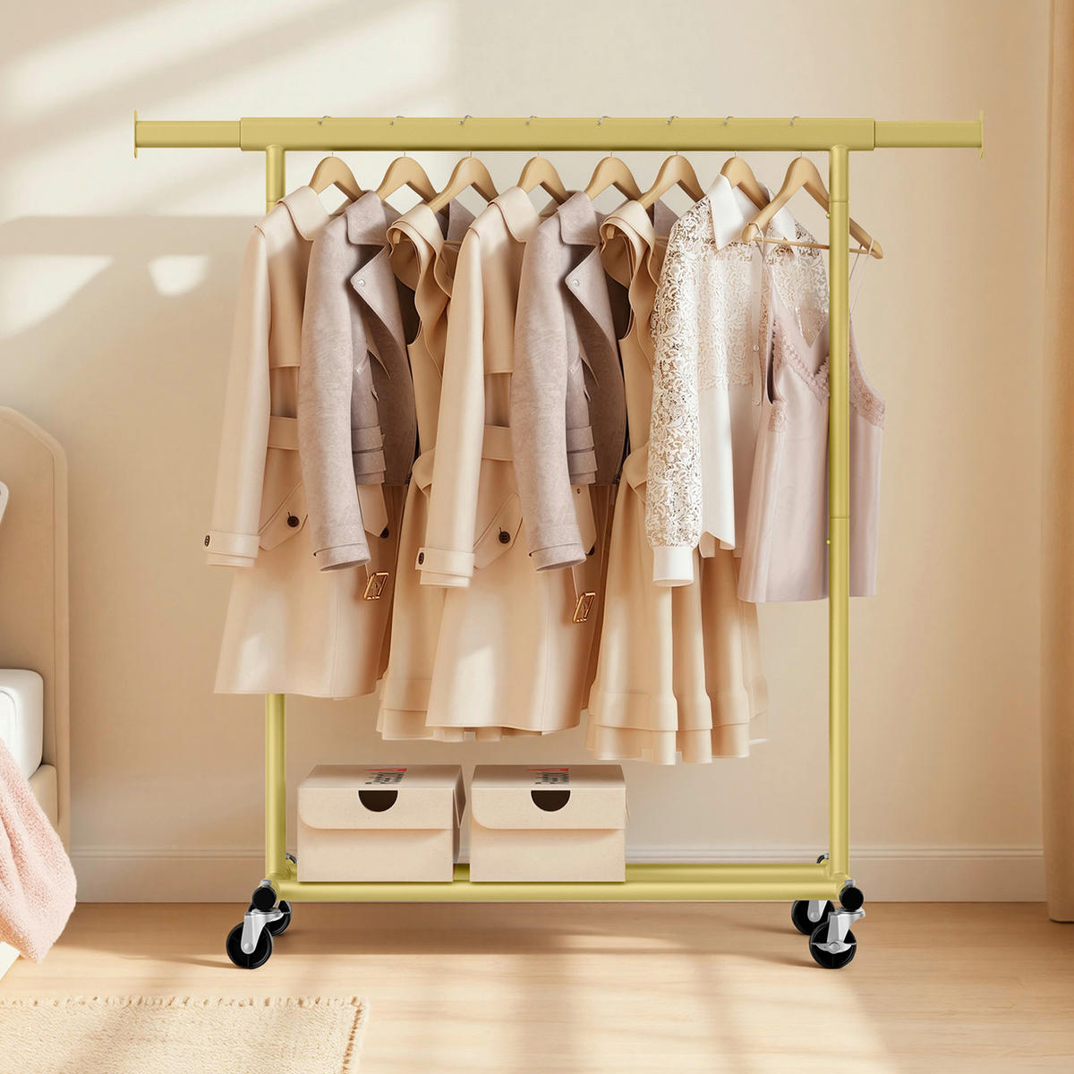 KLEIDERSTÄNDER in Goldfarben 92-132/161,5/45 cm   - Goldfarben, Trend, Kunststoff/Metall (92-132/161,5/45cm) - Boxxx