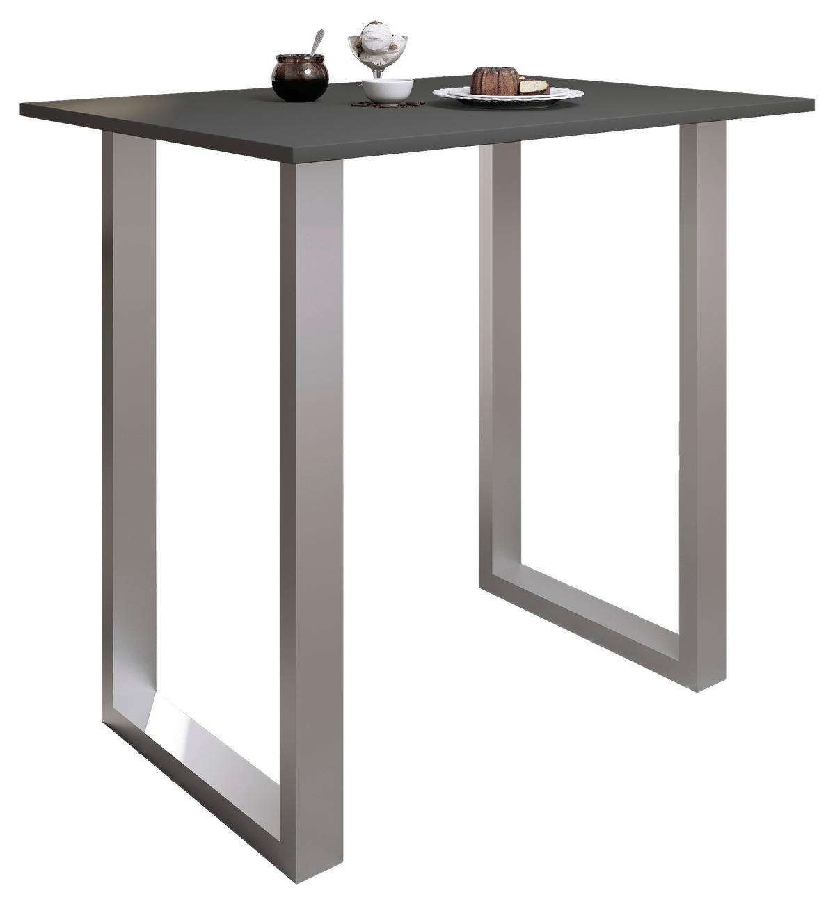 BARTISCH in Metall, Holzwerkstoff 110/102/80 cm   - Anthrazit/Silberfarben, Konventionell, Holzwerkstoff/Metall (110/102/80cm)