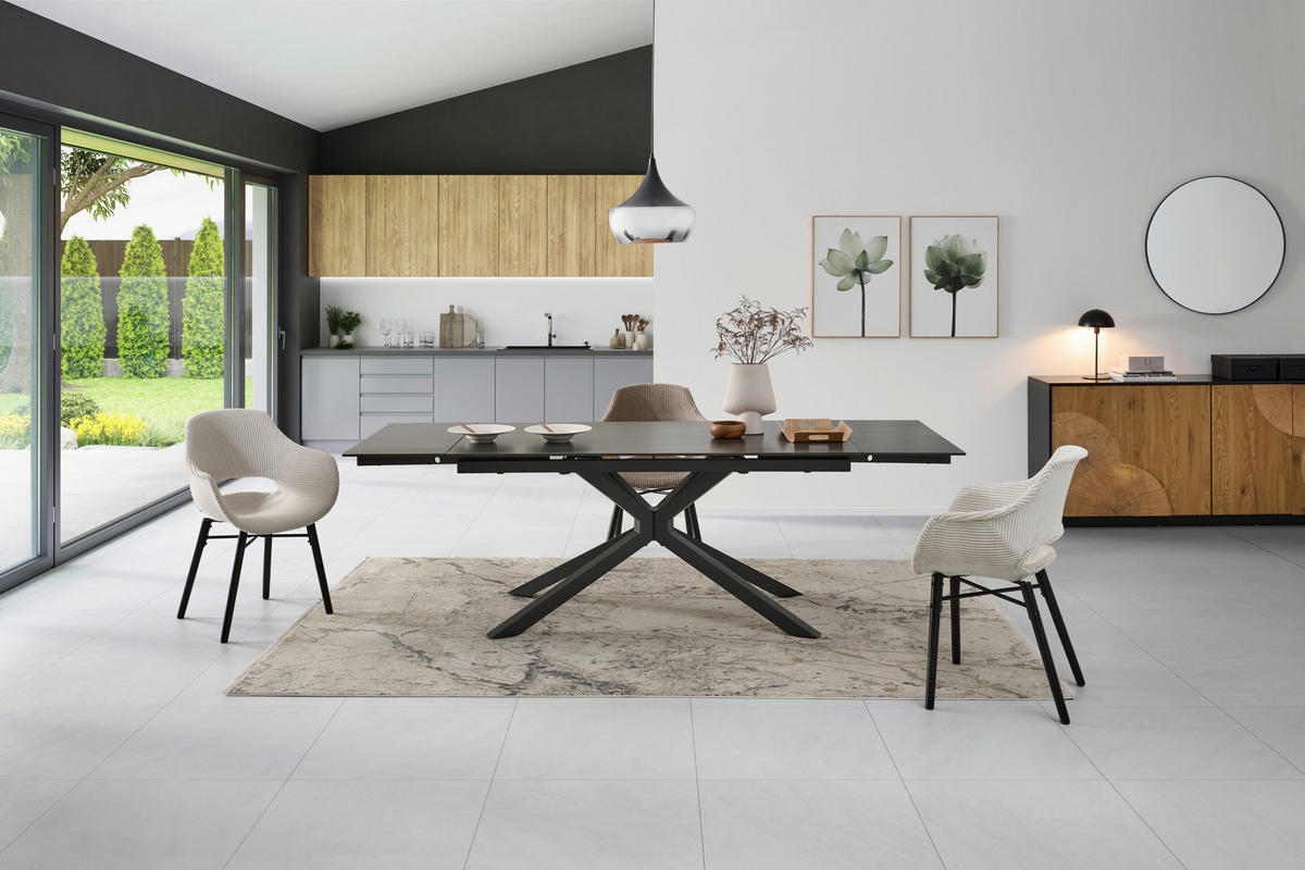 RAZTEGLJIVA MIZA, temno siva  - temno siva/siva, Konvencionalno, kovina/keramika (160-240/75/90cm) - MID.YOU