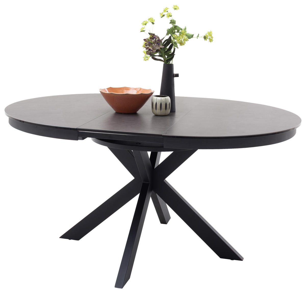 ESSTISCH in Metall, Keramik 120-160/120/76 cm  - Anthrazit, Design, Keramik/Metall (120-160/120/76cm) - Livetastic