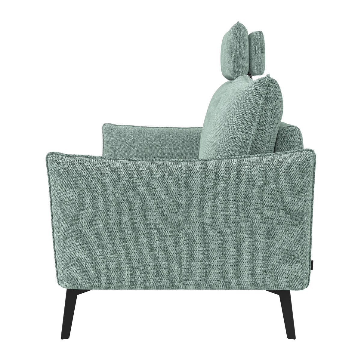 3-SITZER-SOFA Chenille Hellblau  - Schwarz/Hellblau, Konventionell, Textil/Metall (184/90/92cm) - Elegando