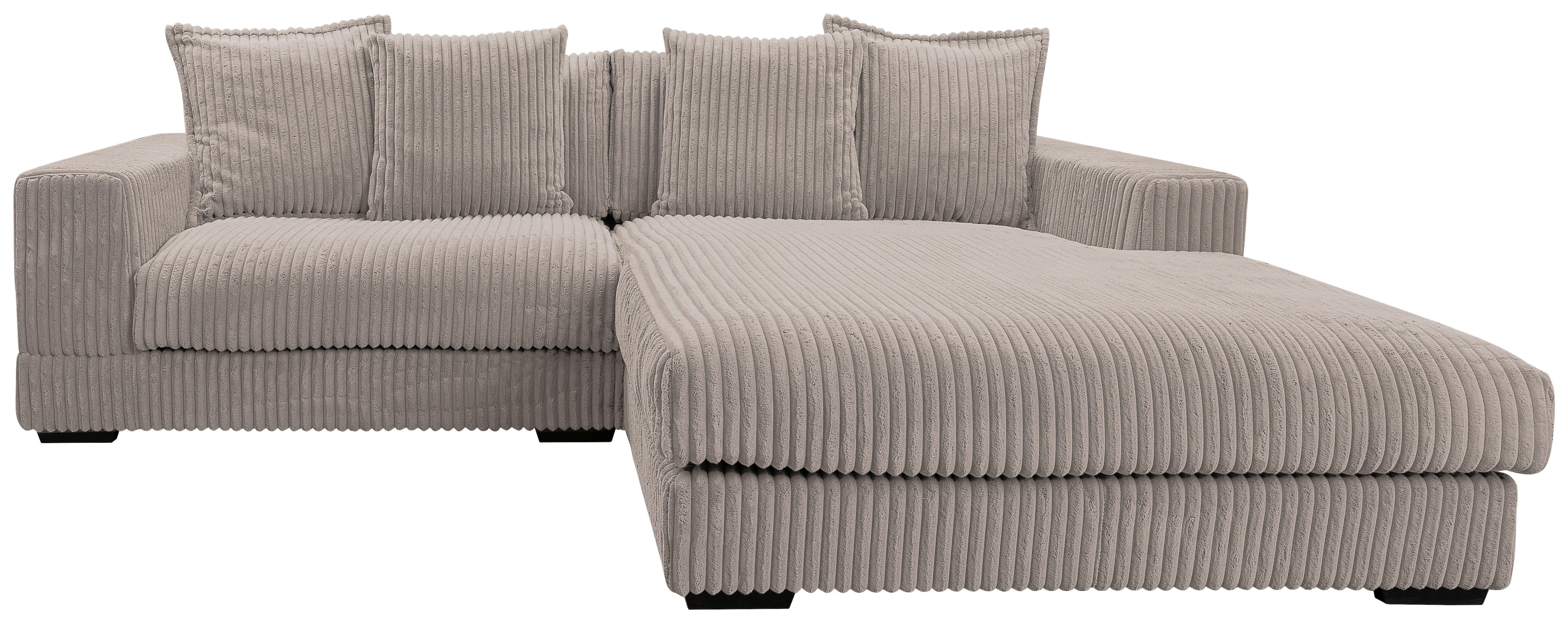 ECKSOFA Taupe Cord  - Taupe/Schwarz, Design, Kunststoff/Textil (285/195cm) - MID.YOU