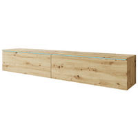 NÍZKÁ KOMODA, dub artisan, 180/30/33 cm - šedá/dub artisan, Basics, kompozitní dřevo/plast (180/30/33cm) - P & B