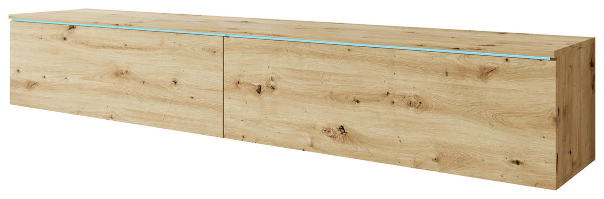 NÍZKÁ KOMODA, dub artisan, 180/30/33 cm - šedá/dub artisan, Basics, kompozitní dřevo/plast (180/30/33cm) - P & B