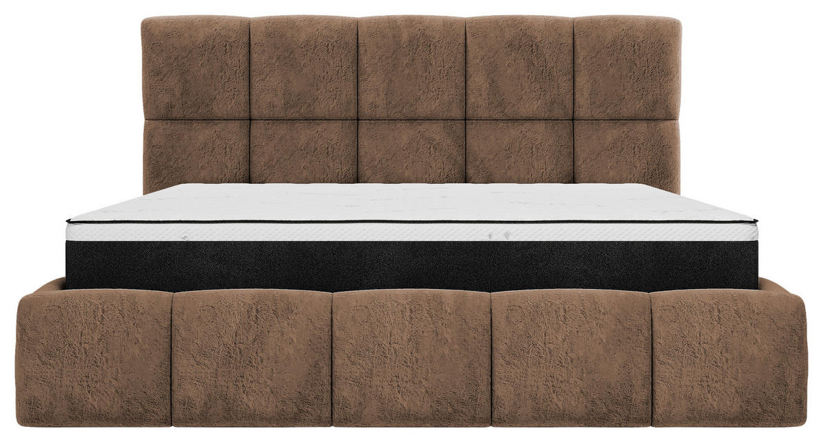 Stoppad säng Cherry 140/200 cm  i brun  - brun/svart, Modern, metall/trämaterial (140/200cm) - MID.YOU