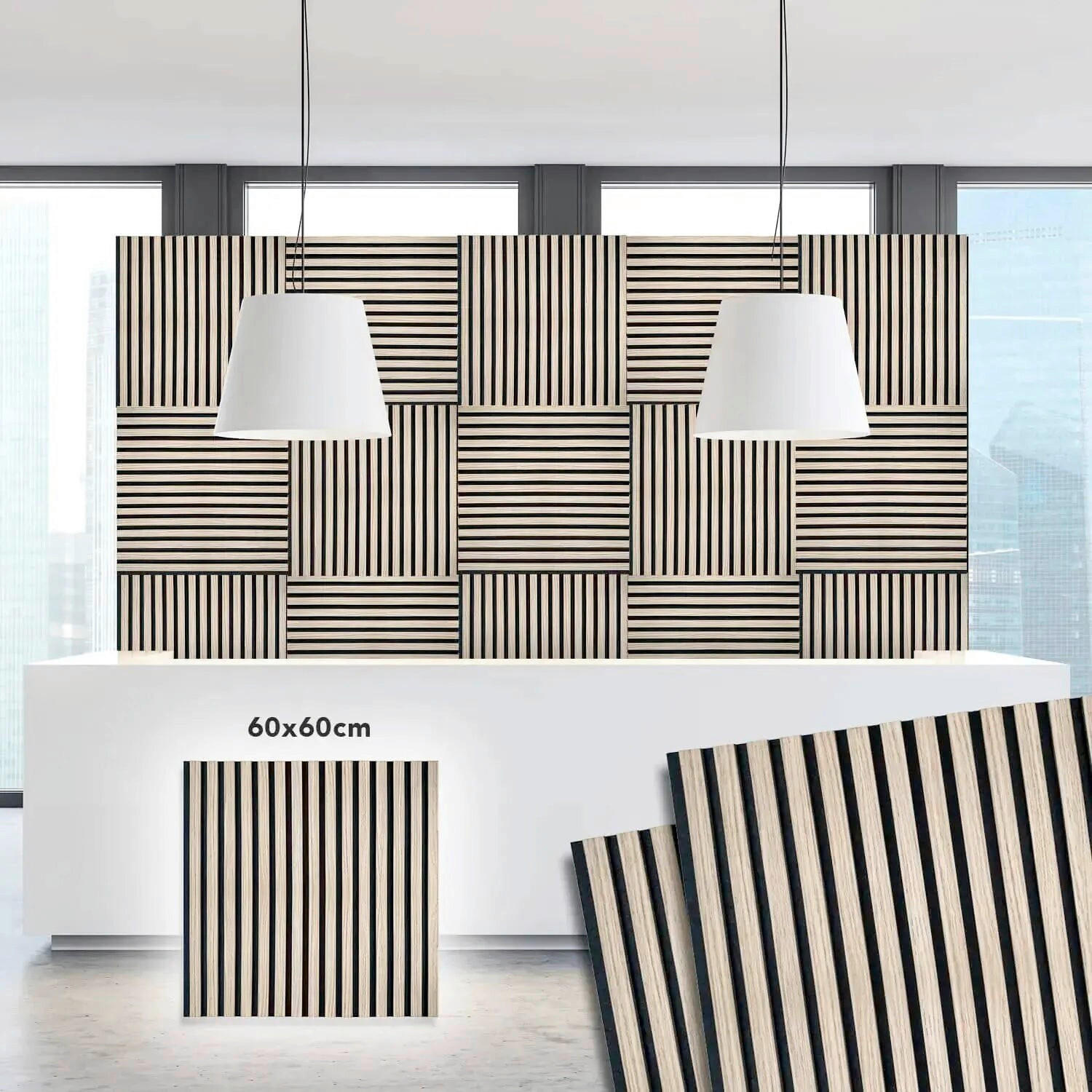 AKUSTIKPANEEL Echtholz 60/60/2,1 cm  - Eichefarben, Basics, Holzwerkstoff (60/60/2,1cm)