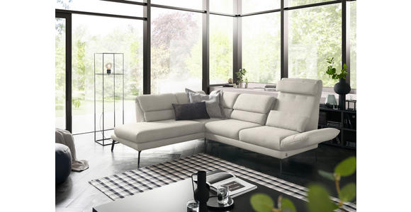 ECKSOFA in Flachgewebe Naturfarben, Beige 212-253/256-363 cm - Beige/Schwarz, Design, Textil/Metall (212-253/256-363cm) - Dieter Knoll