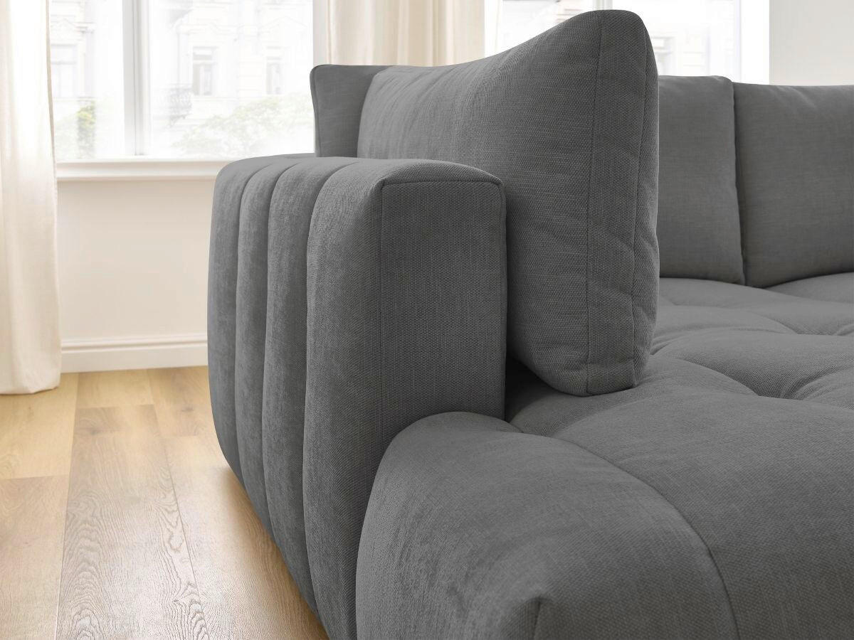 ECKSCHLAFSOFA FUJI Leinenoptik Dunkelgrau  inkl.  - Dunkelgrau/Schwarz, MODERN, Kunststoff/Textil (204/282cm)