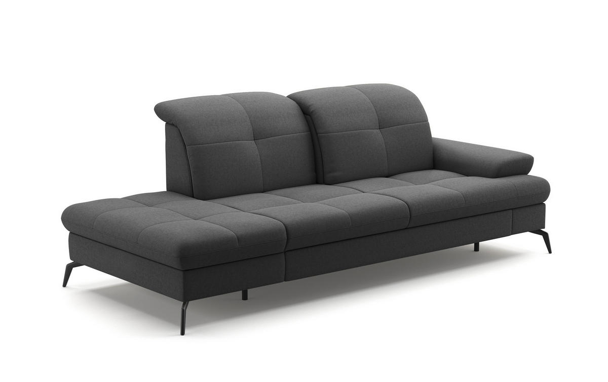 RÉCAMIERE in Flachgewebe Dunkelgrau  - Dunkelgrau/Schwarz, Konventionell, Textil/Metall (231/90/122cm) - Sit & More