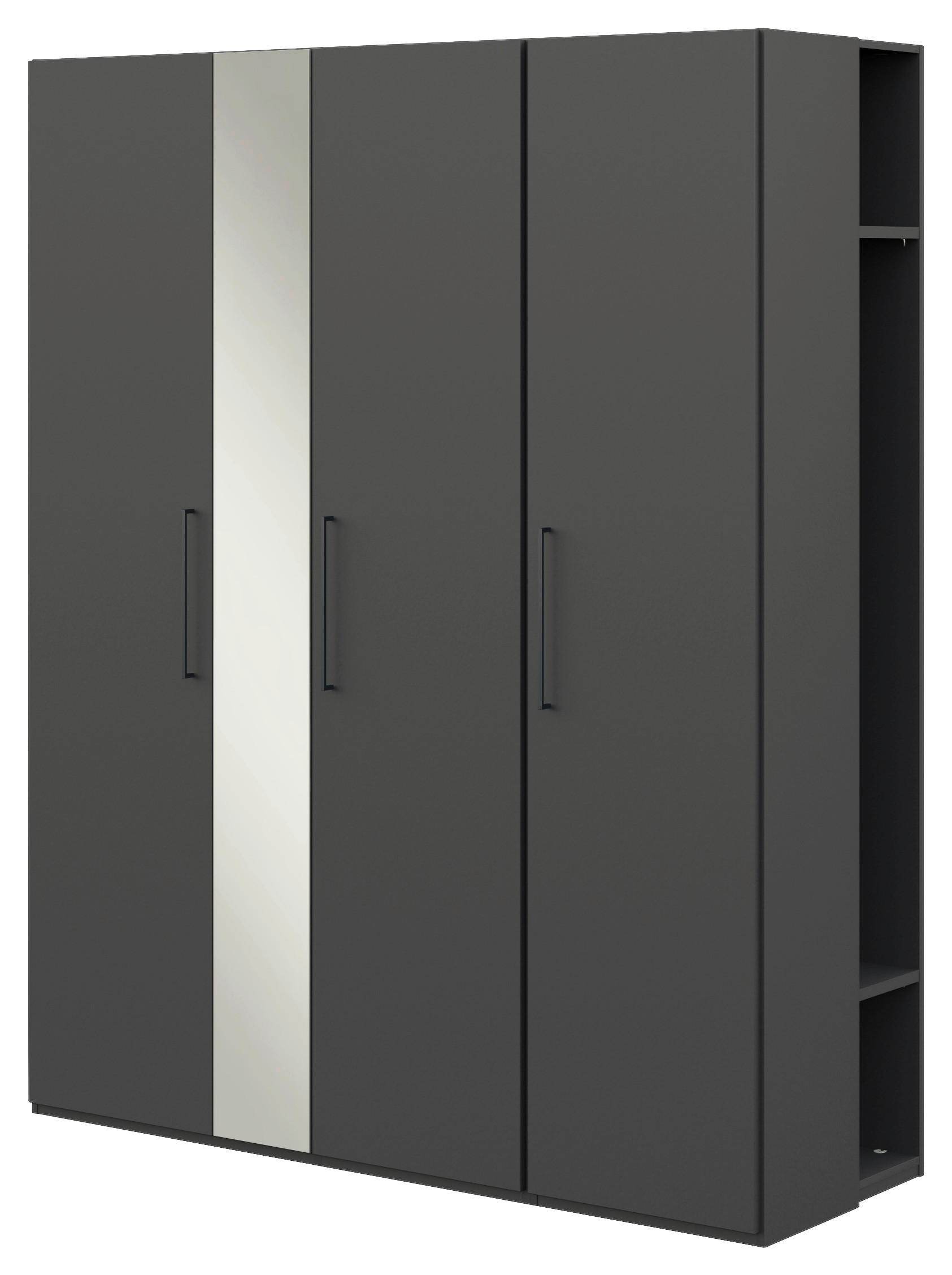 KLEIDERSCHRANK 4-türig Graphitfarben  - Anthrazit/Graphitfarben, Design, Glas/Holzwerkstoff (177,6/213,6/59,3cm) - Cantus