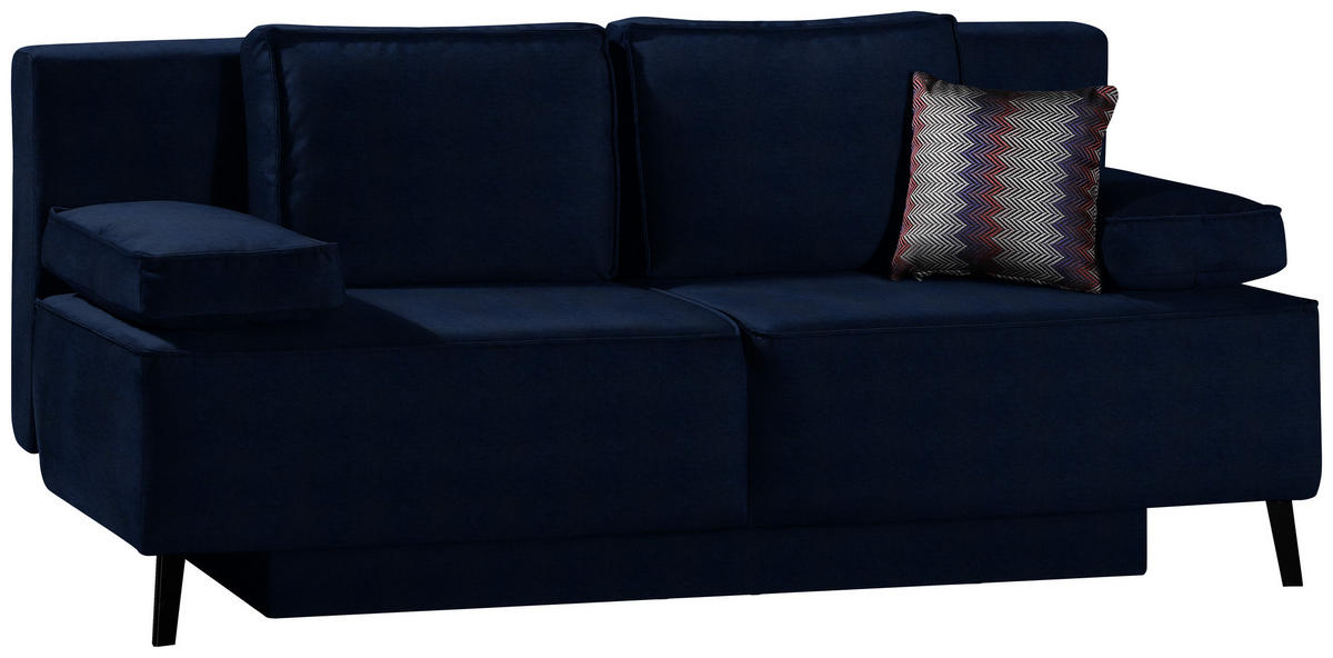SCHLAFSOFA in Dunkelblau  - Schwarz/Dunkelblau, Konventionell, Textil/Metall (197/91/88cm) - Novel