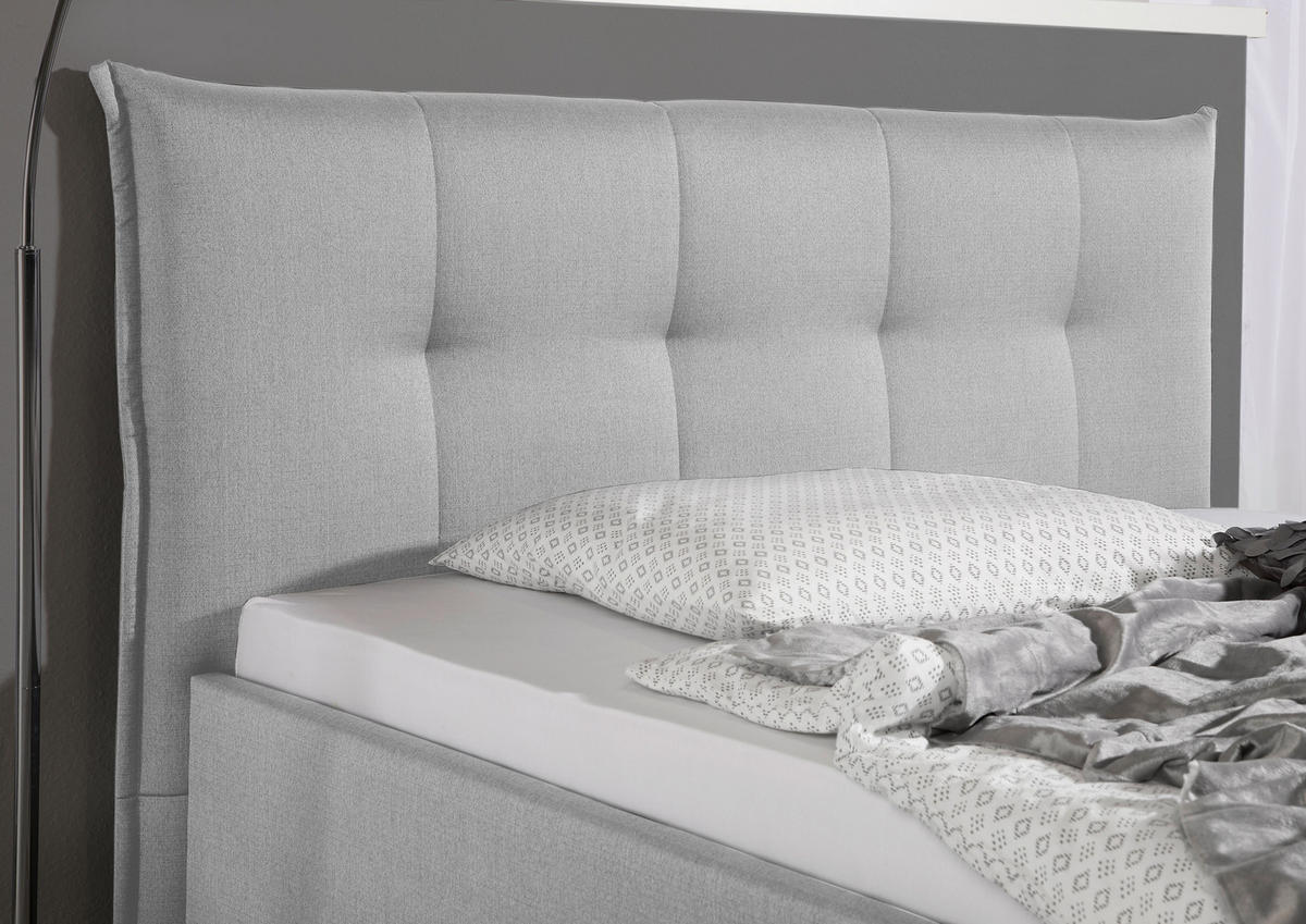 POLSTERBETT  in Hellgrau,  - Hellgrau/Alufarben, MODERN, Textil/Metall (153/115/211cm) - Livetastic