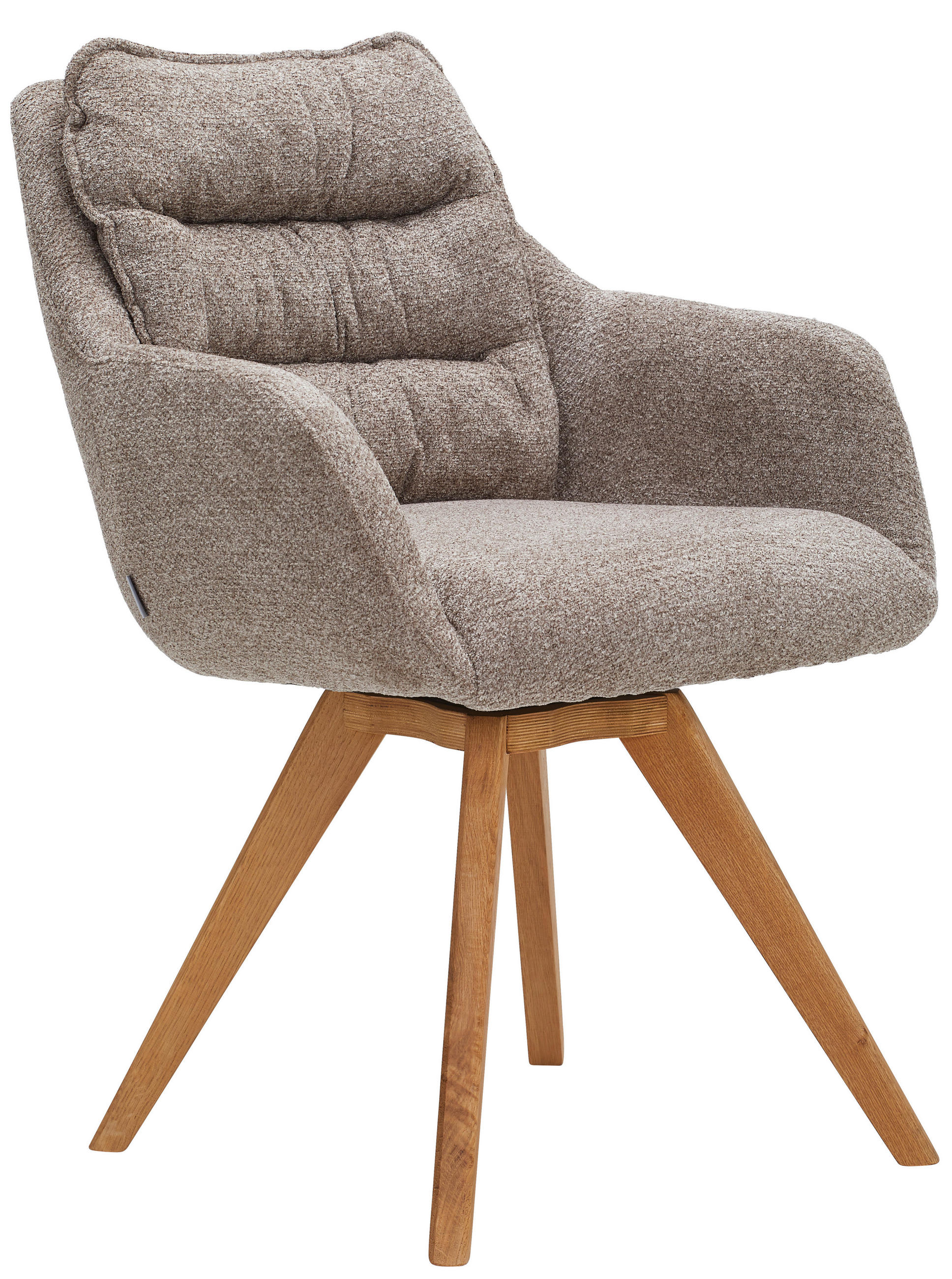 ARMLEHNSTUHL  in Chenille  - Taupe/Eichefarben, KONVENTIONELL, Holz/Textil (59/86/69,5cm) - Linea Natura