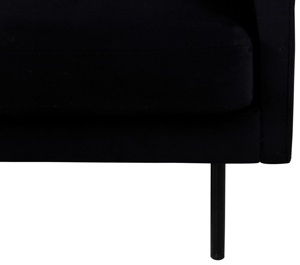 3-SITZER-SOFA in Samt Schwarz  - Schwarz, Design, Textil/Metall (260/78/80cm) - Livetastic