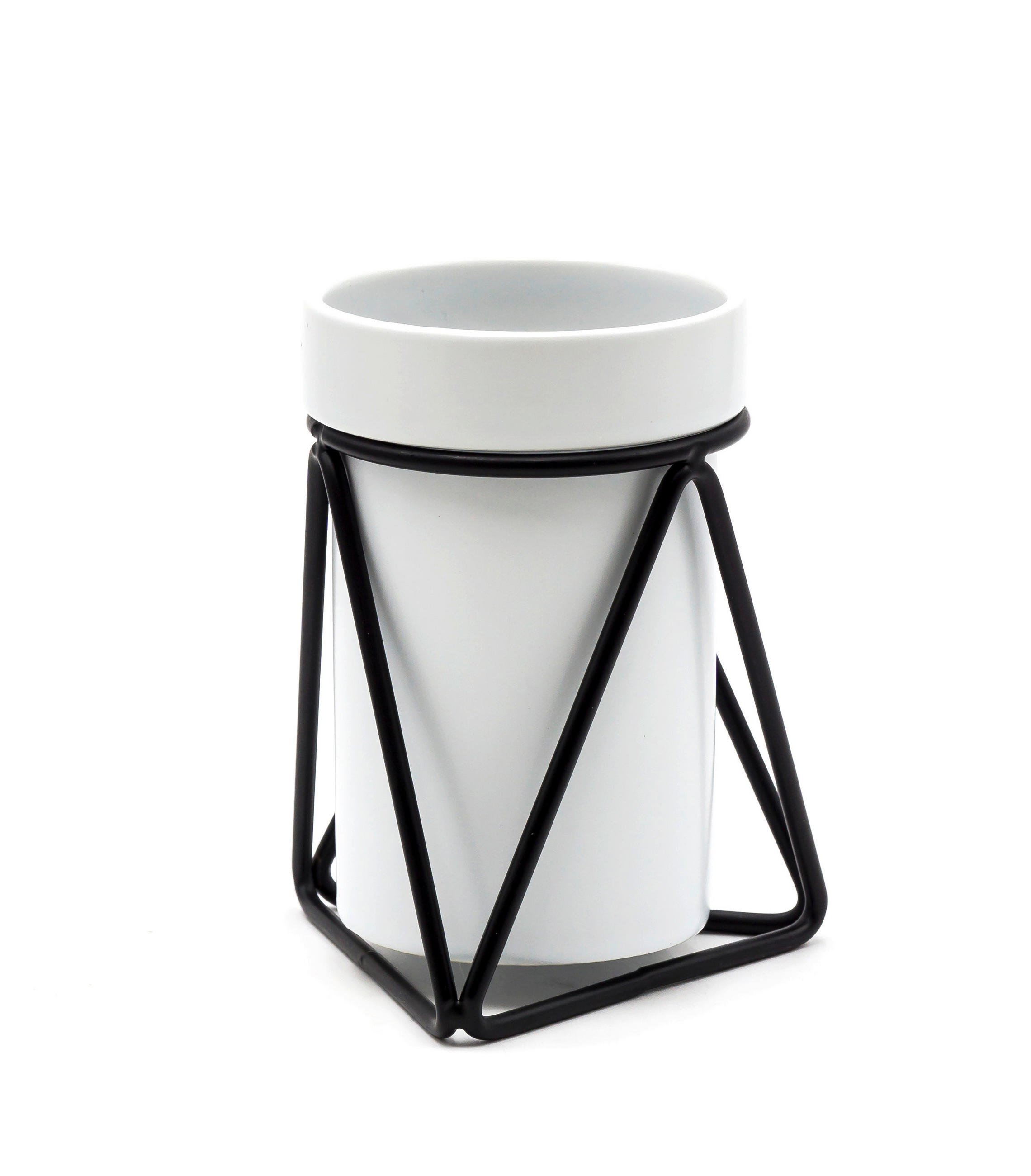 POHÁR NA ZUBNÉ KEFKY čierna, biela - čierna/biela, Basics, kov/keramika (9,5/12/9,5cm) - Sadena