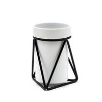 POHÁR NA ZUBNÉ KEFKY čierna, biela - čierna/biela, Basics, kov/keramika (9,5/12/9,5cm) - Sadena
