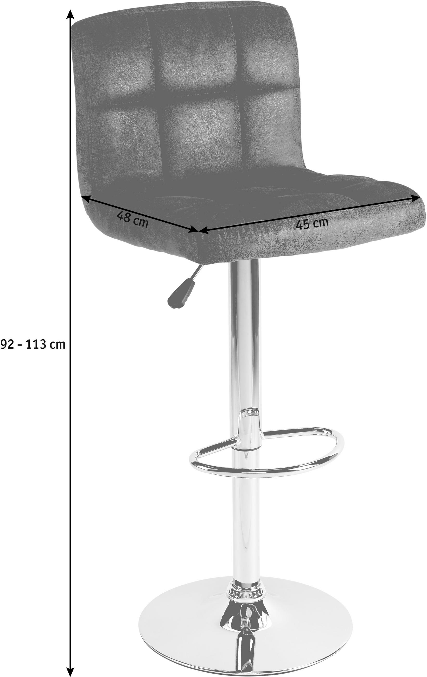 Scaun de bar in metal, textil maro, culoare crom  - maro/culoare crom, Design, metal/textil (45/92-113/48cm) - Carryhome