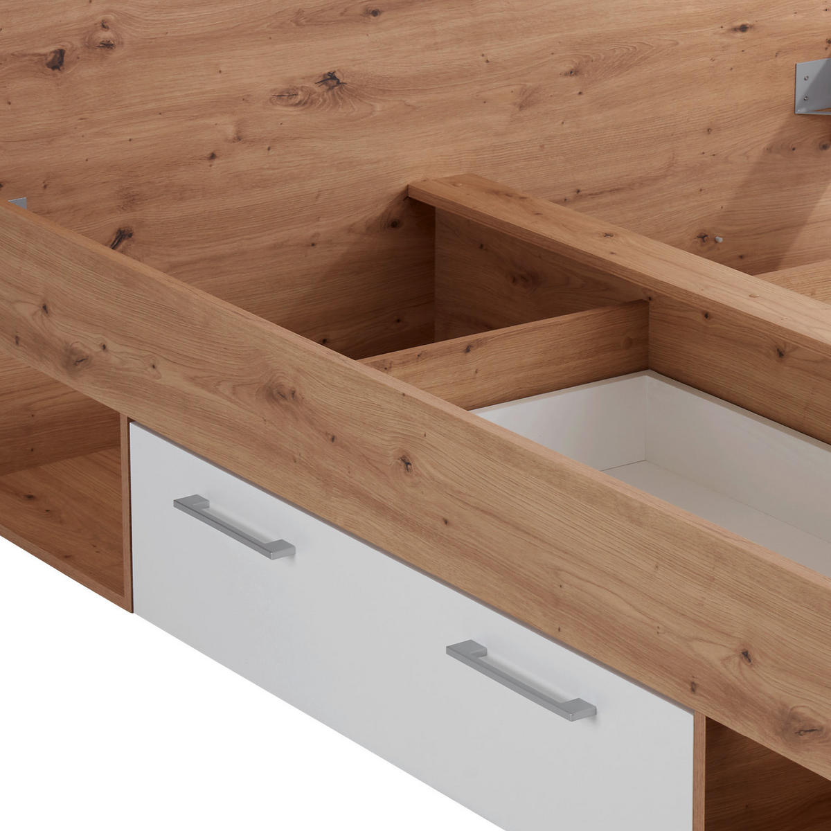 BETT 140/200 cm  in Weiß, Eichefarben  - Eichefarben/Eiche Artisan, MODERN (140/200cm) - Ondega