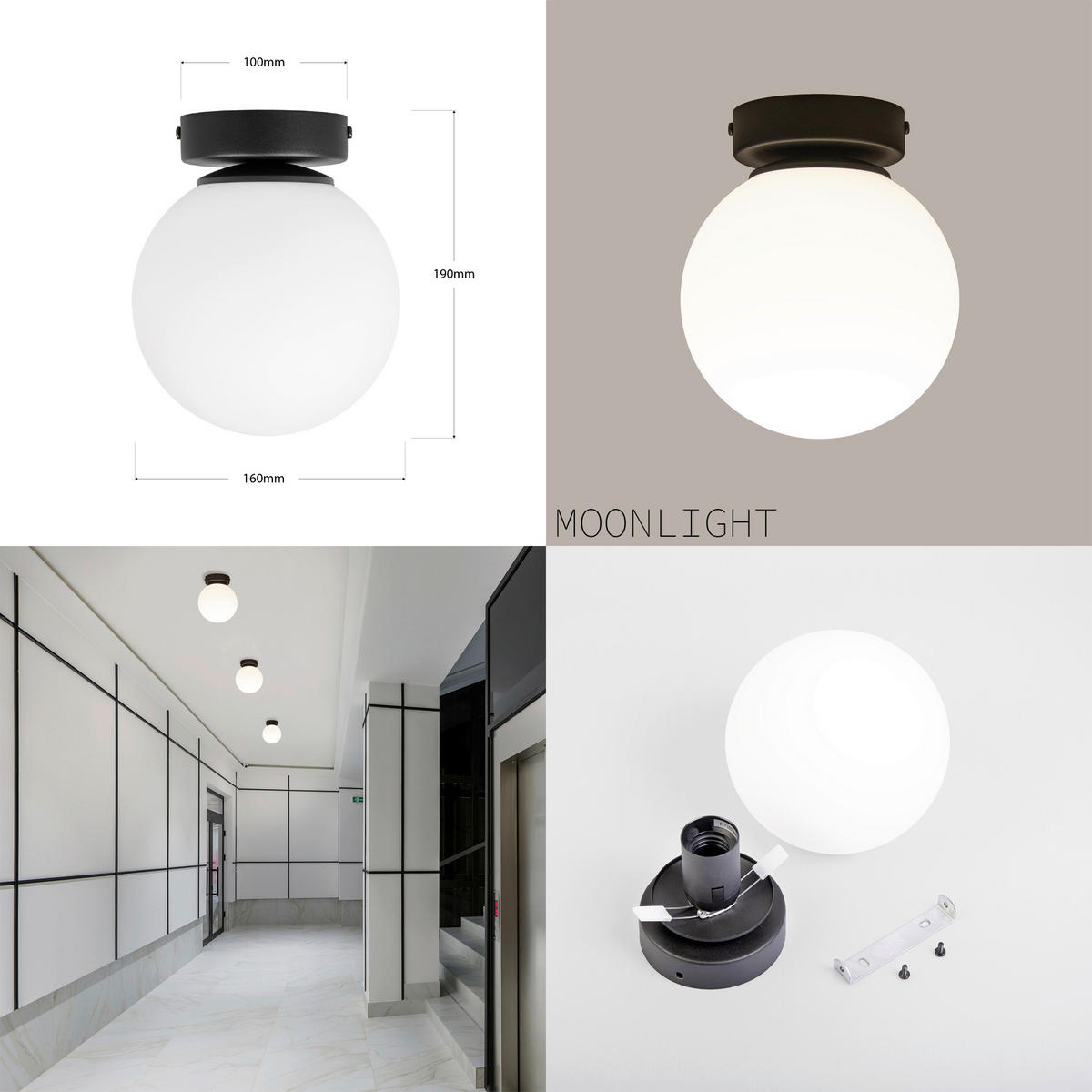 DECKENLEUCHTE    16/16/19 cm  - Schwarz, KONVENTIONELL, Metall (16/16/19cm)