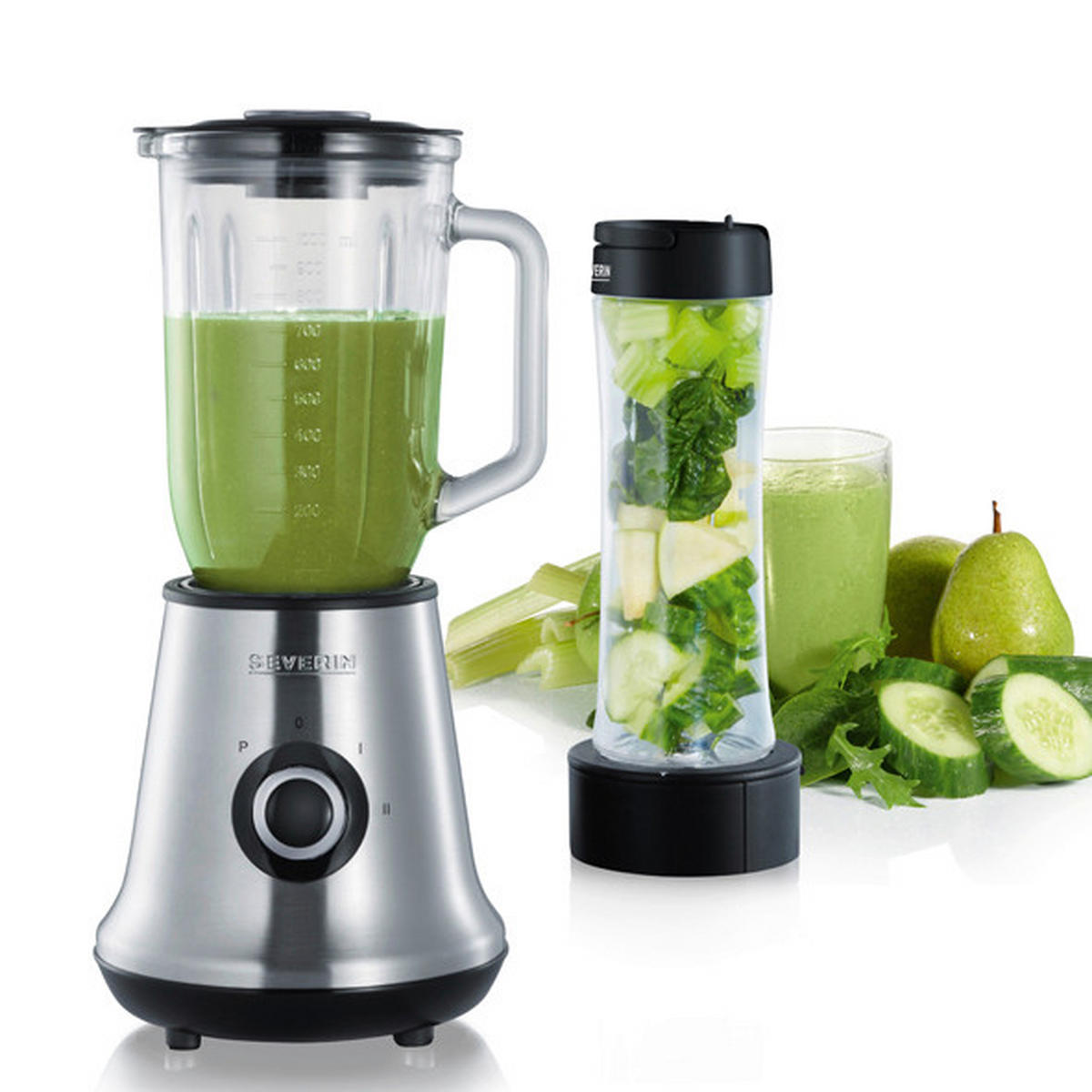 STANDMIXER Multi-Mixer+Smoothie Mix&Go  - Basics, Glas/Kunststoff (16,5/16,5/37,5cm) - Severin