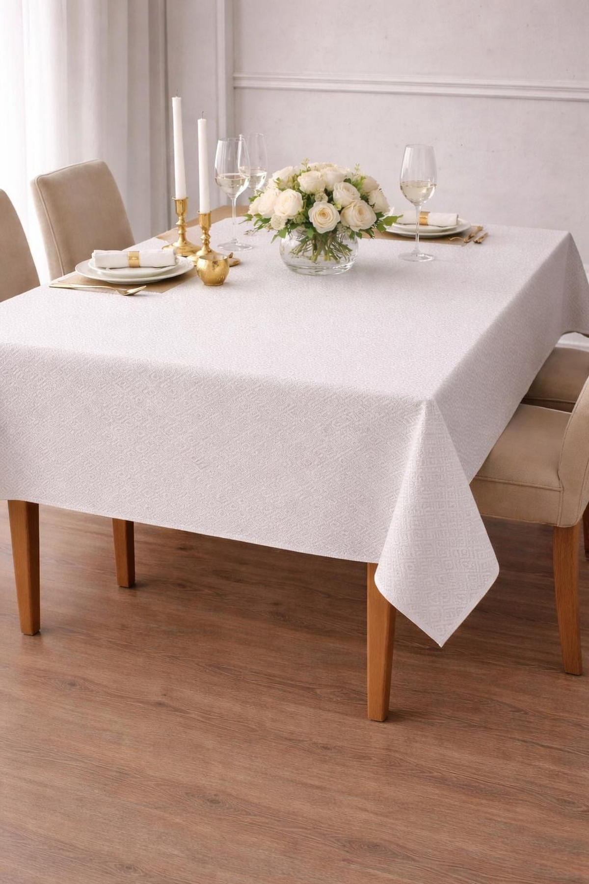 STOLNJAK   LEANDRA  - bijela, Basics, tekstil (140/140cm) - Novel