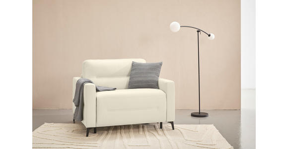 SCHLAFSESSEL Echtleder Creme Liegefunktion Rücken echt  - Creme/Schwarz, Design, Leder/Metall (115/89/97cm) - Novel