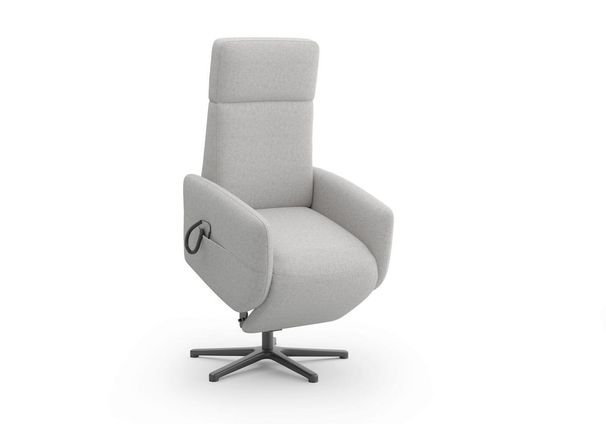 RELAXSESSEL in Textil Hellgrau  - Hellgrau/Schwarz, Konventionell, Textil/Metall (71/110/82cm) - Sit & More