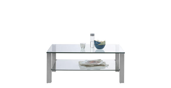 COUCHTISCH in Metall, Glas 110/70/43 cm - Edelstahlfarben, Design, Glas/Metall (110/70/43cm) - Cantus