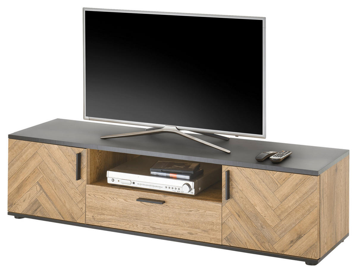 LOWBOARD  in 154/42/42 cm  - Eichefarben/Schwarz, KONVENTIONELL, Holzwerkstoff/Kunststoff (154/42/42cm) - MID.YOU